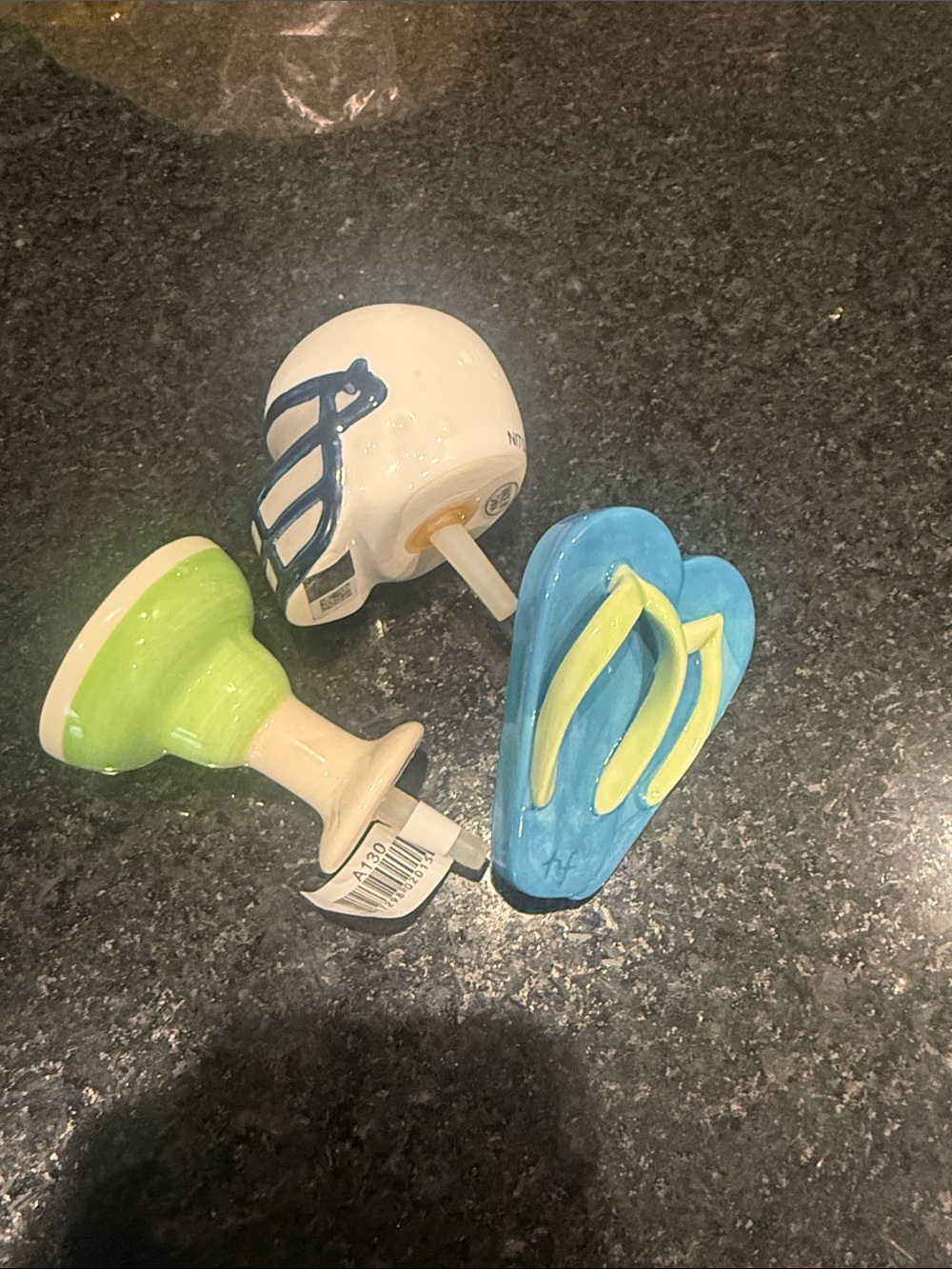 Nora Fleming Mini - lot of three A130 margarita flip flops football Penn stat